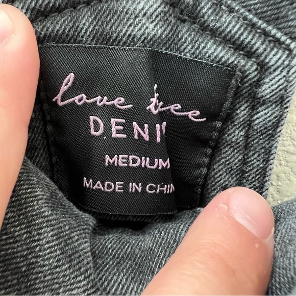 Love Tree Denim Black Overalls Size Medium Adjustable Straps Long Pants - Picture 5 of 5